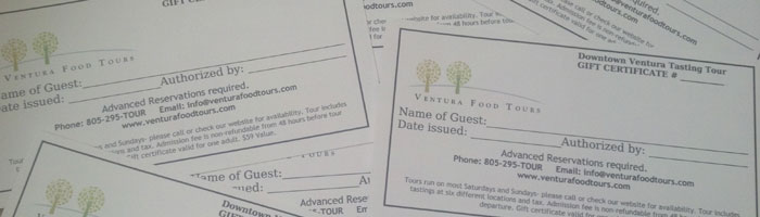 Ventura Food Tours Gift Certificates